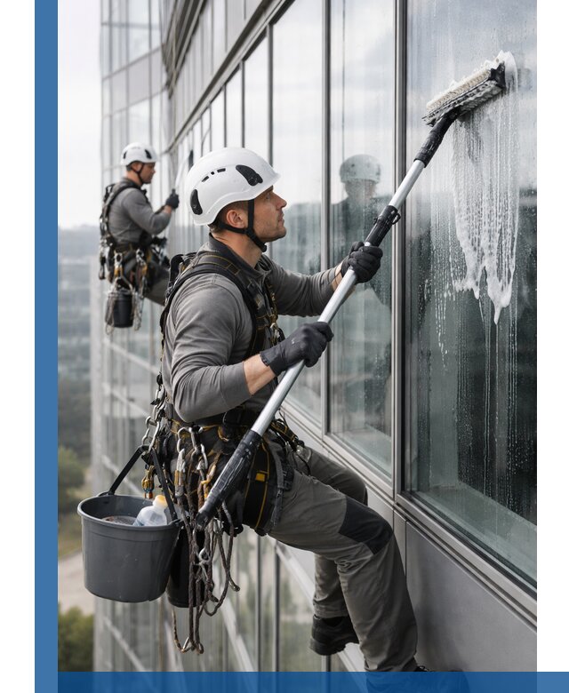 Высотная мойка сплошного остекления с выездом в Топках