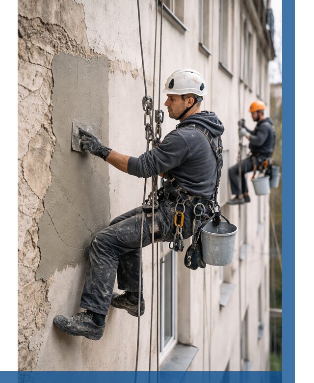 Восстановление штукатурки фасада в Топках от 1216 р. | ВЫСОТНИК-Тпк