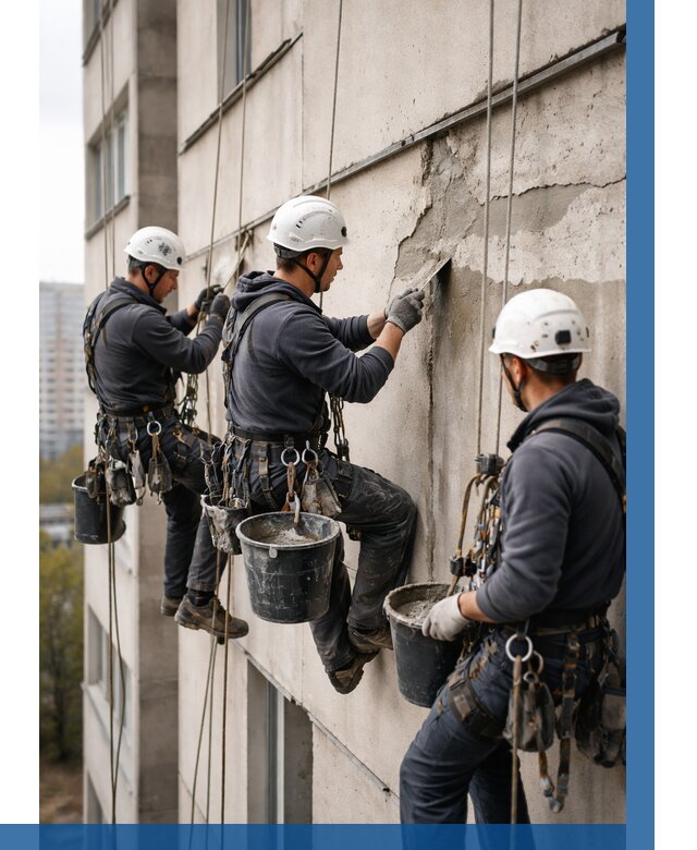 Ремонт бетонных элементов фасада в Топках от 2533 р. | ВЫСОТНИК-Тпк