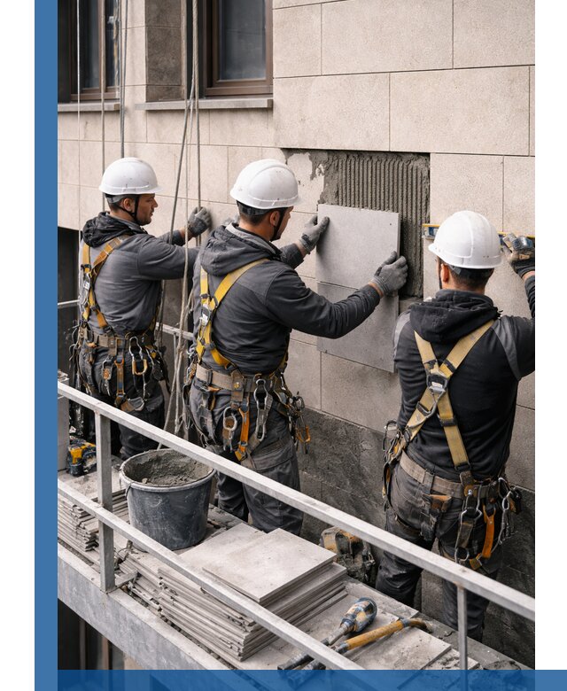 Ремонт облицовки фасада плиткой в Топках с гарантией