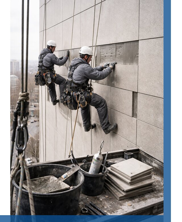 Ремонт фасада из керамогранита в Топках от 2533 р. | ВЫСОТНИК-Тпк