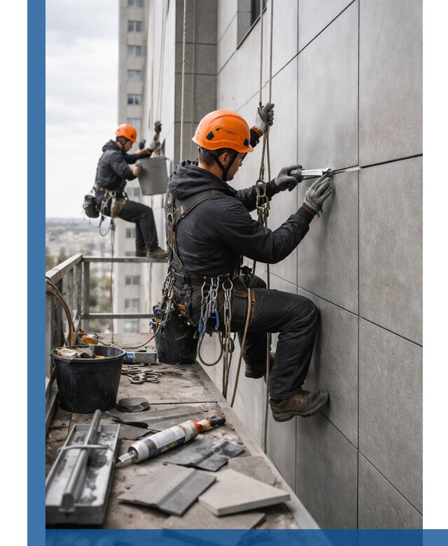 Профессиональный ремонт фасада из керамогранита в Топках