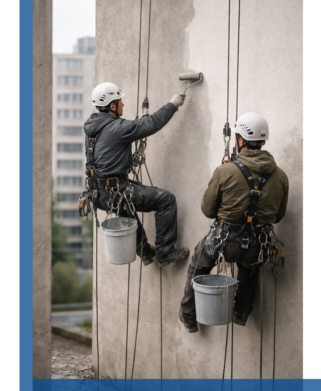 Покраска фасадов высотными альпинистами в Топках с гарантией