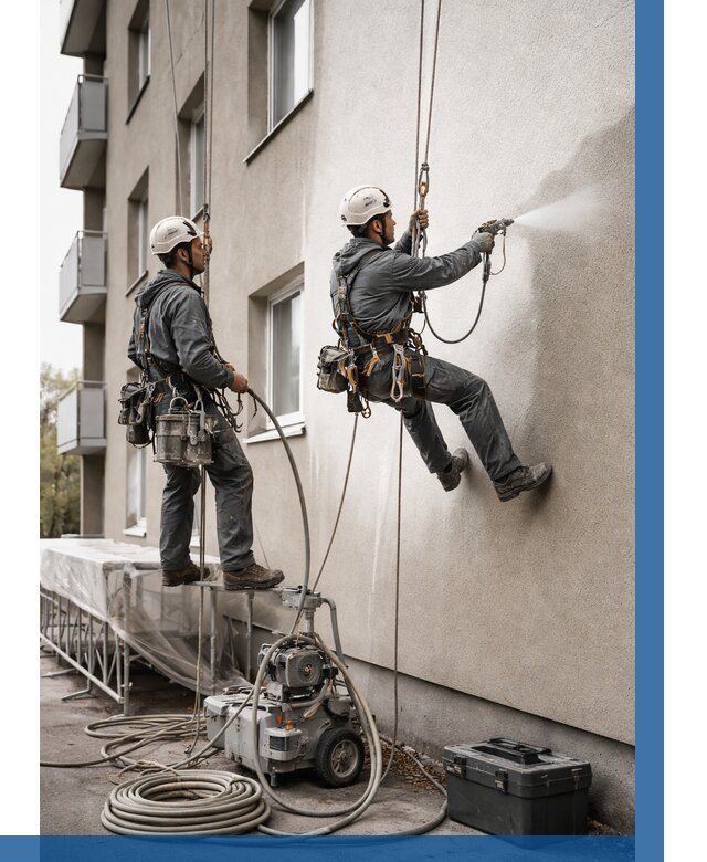 Безвоздушная покраска фасада в Топках от 223 р/м² | ВЫСОТНИК-Тпк