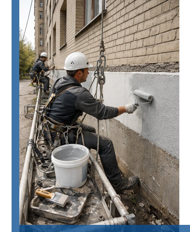 Окраска цоколя здания в Топках профессионально и надежно