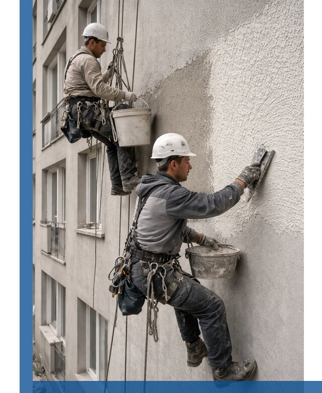 Нанесение декоративной штукатурки короед на фасад в Топках