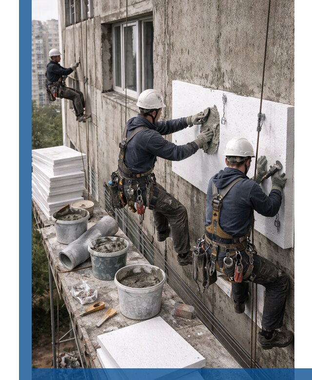 Утепление фасада пенополистиролом в Топках под ключ