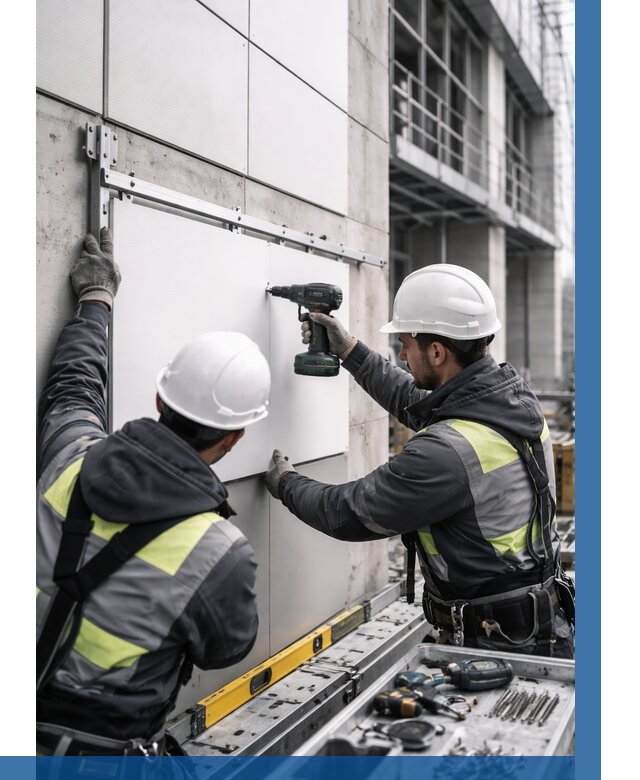 Монтаж композитных панелей фасада в Топках от 2533 р. | ВЫСОТНИК-Тпк