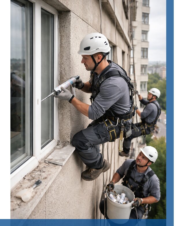 Герметизация оконных швов снаружи в Топках от 1520 р. | ВЫСОТНИК-Тпк