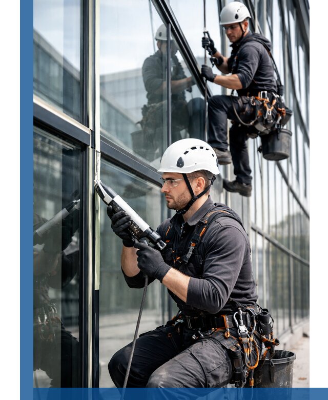 Герметизация витражных швов в Топках для зданий и фасадов