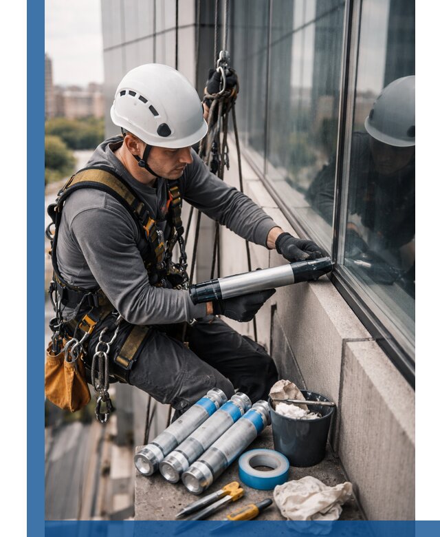 Герметизация стыков витража в Топках для герметичных фасадов
