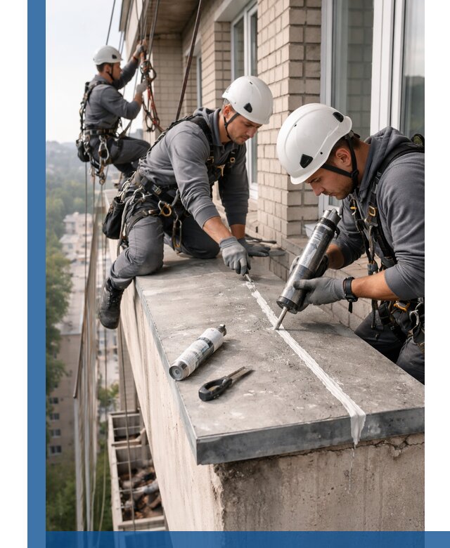 Герметизация балконного козырька в Топках профессионально