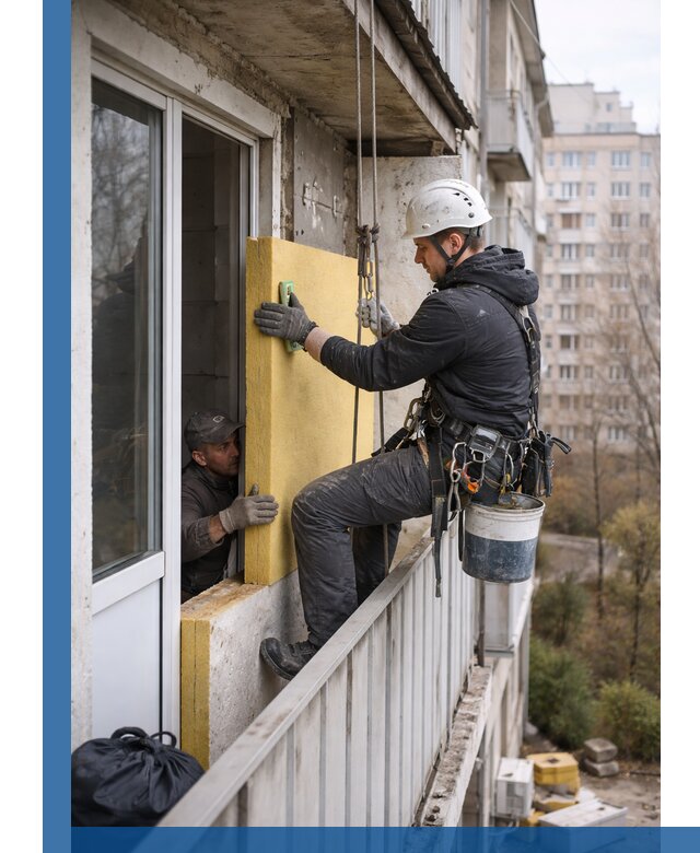 Профессиональное утепление балкона снаружи в Топках под ключ