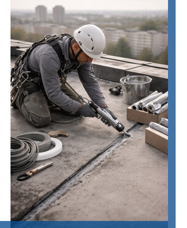 Герметизация швов кровли в Топках от 456 р./м2 | ВЫСОТНИК-Тпк