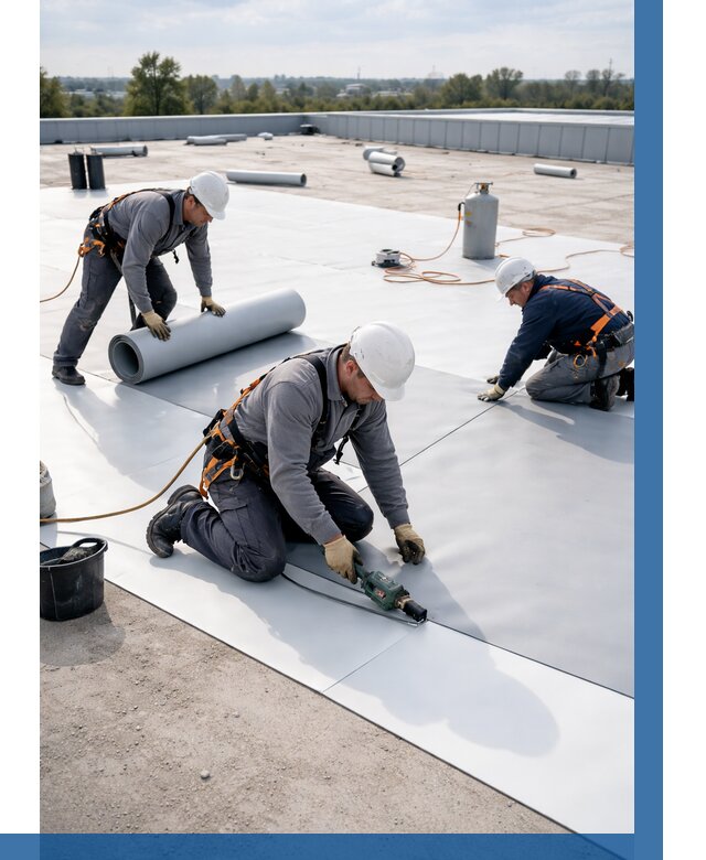 Монтаж мембранной кровли под ключ в Топках от 1216 р. | ВЫСОТНИК-Тпк