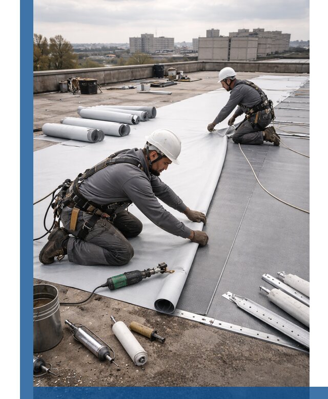 Монтаж мембранной кровли в Топках для промышленных зданий