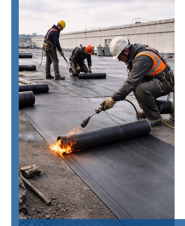 Монтаж наплавляемой кровли в Топках профессионально