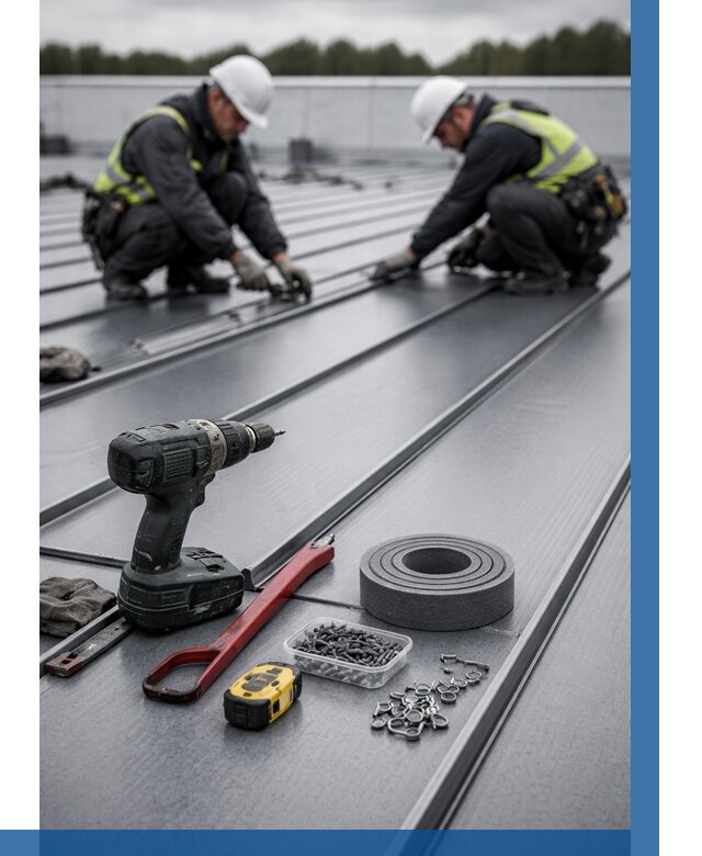 Монтаж фальцевой кровли в Топках от 1824 р. | ВЫСОТНИК-Тпк