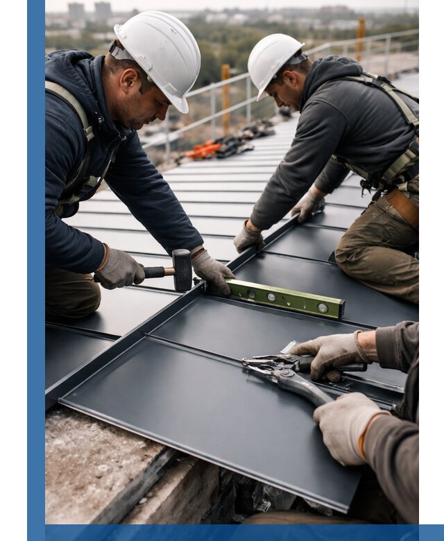 Монтаж фальцевой кровли в Топках для промышленных зданий