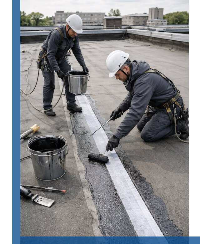 Гидроизоляция кровли мастикой в Топках надежная защита