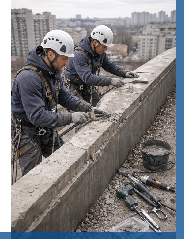 Ремонт парапета на кровле в Топках от 1520 р. | ВЫСОТНИК-Тпк