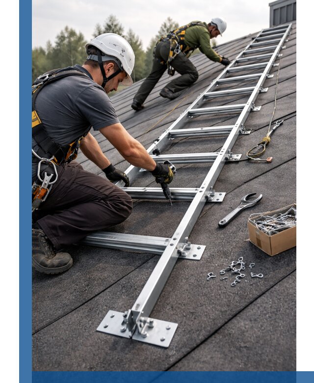 Профессиональный монтаж кровельной лестницы в Топках под ключ