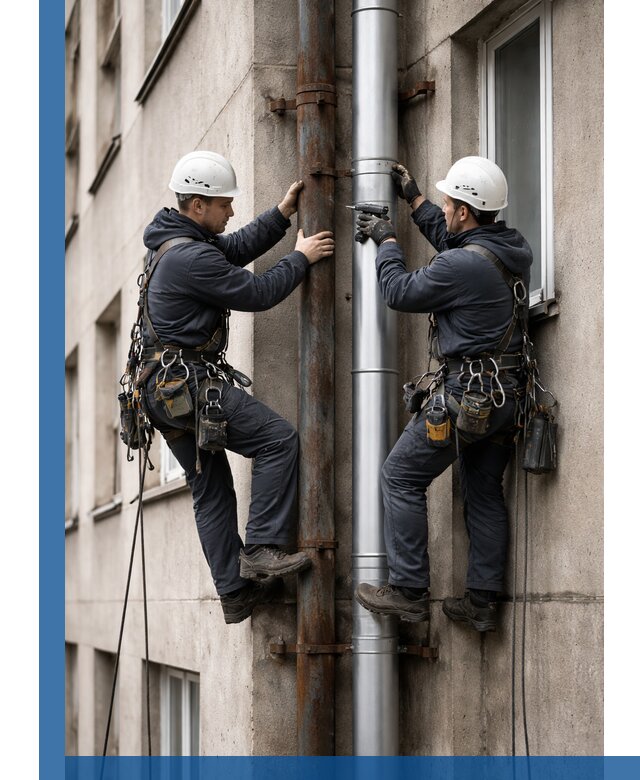 Замена водосточных труб в Топках: монтаж и демонтаж под ключ