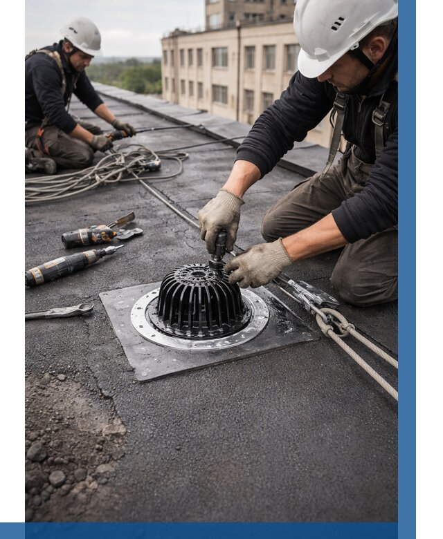 Установка водосточных воронок в Топках цена от 3547 р. | ВЫСОТНИК-Тпк