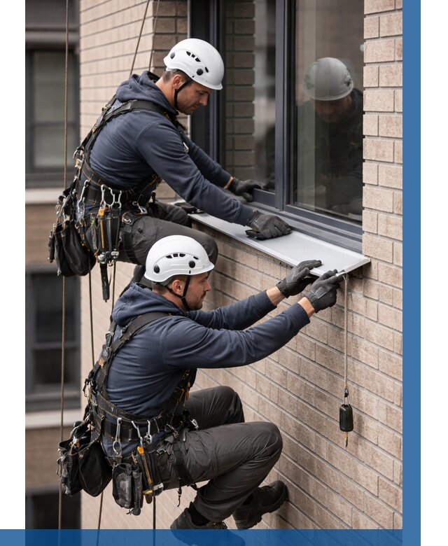 Монтаж оконных отливов под ключ в Топках от 3547 р. | ВЫСОТНИК-Тпк