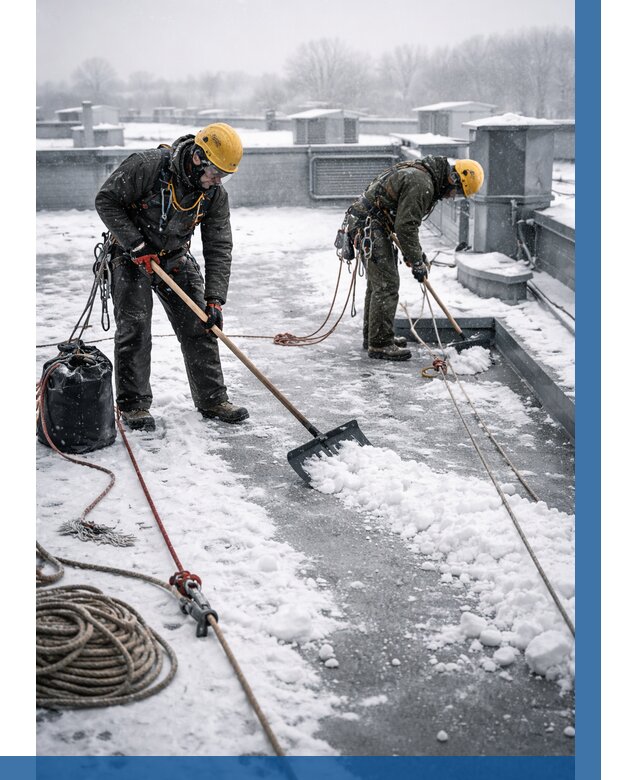 Очистка крыши от снега в Топках от 7600 р. | ВЫСОТНИК-Тпк