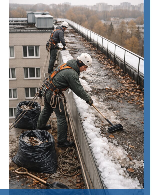 Очистка кровли по периметру в Топках от 557 р. | ВЫСОТНИК-Тпк