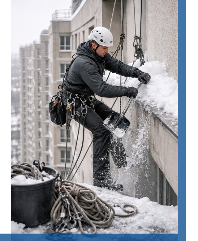 Очистка карнизов от снега в Топках от 304 р. | ВЫСОТНИК-Тпк