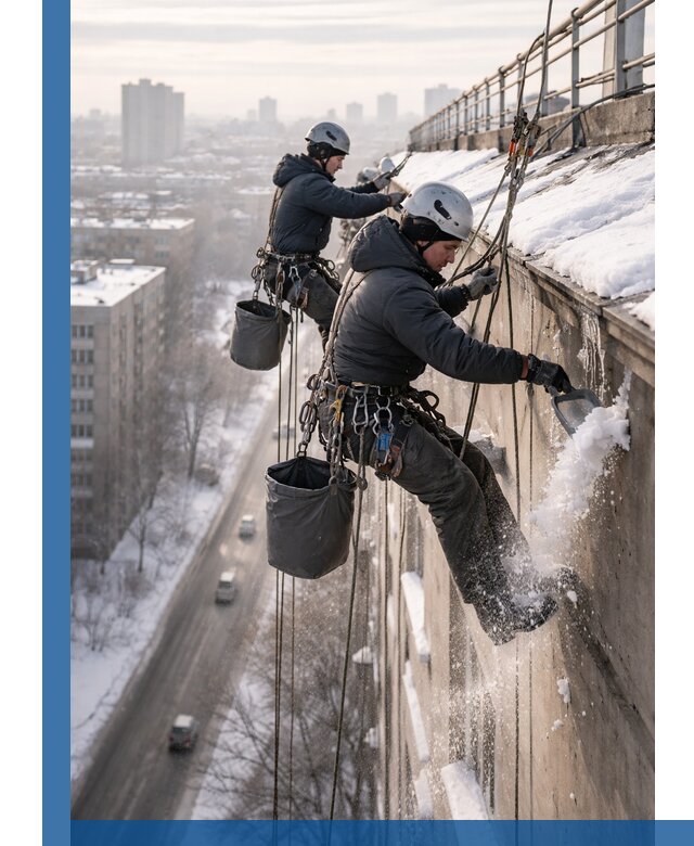 Очистка карнизов от снега в Топках профессионально и безопасно