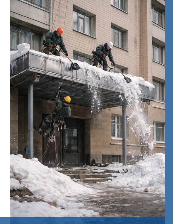 Очистка козырьков от снега в Топках от 3547 р. | ВЫСОТНИК-Тпк