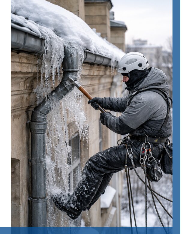 Очистка водостоков от льда в Топках от 3547 р. | ВЫСОТНИК-Тпк