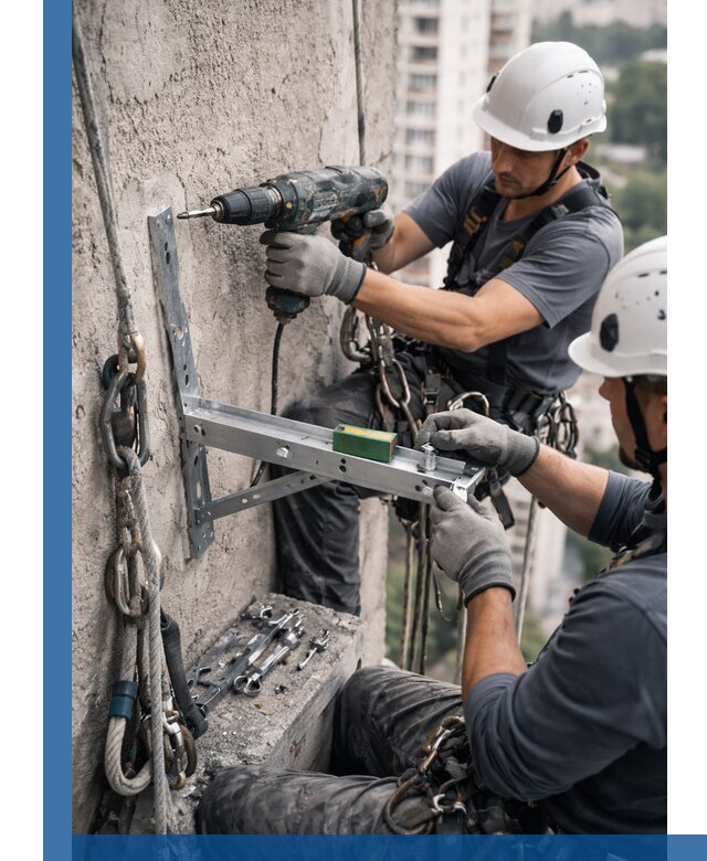 Установка кронштейнов кондиционера и крепежа в Топках