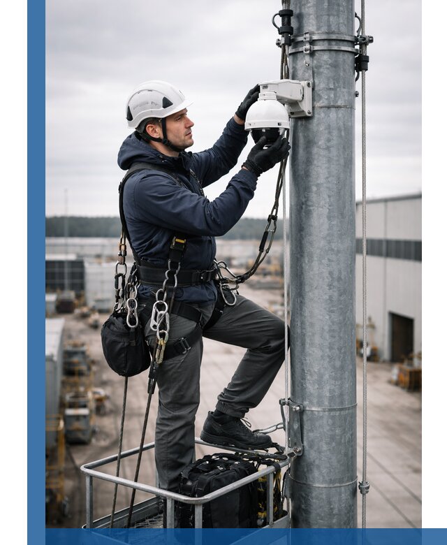 Профессиональная установка видеокамер на мачте в Топках
