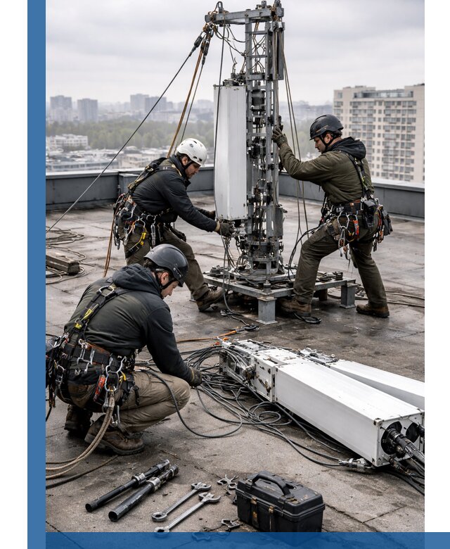 Демонтаж антенн на крыше зданий в Топках с гарантией