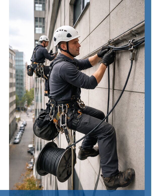 Прокладка кабеля по фасаду в Топках от 355 р. | ВЫСОТНИК-Тпк