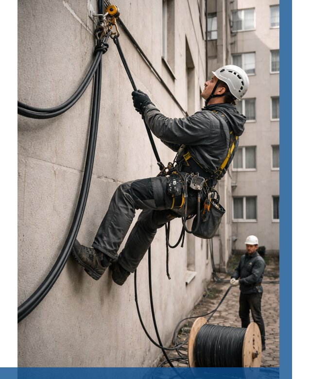 Протяжка кабеля питания на высоте в Топках от 456 р. | ВЫСОТНИК-Тпк