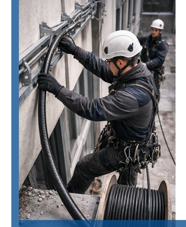 Протяжка кабеля питания на высоте в Топках с гарантией безопасности и качества