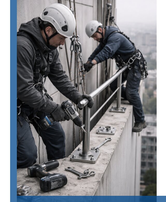 Монтаж перил на высоте в Топках для жилых и промобъектов