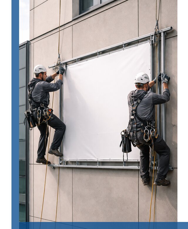 Монтаж наружной рекламной вывески в Топках под ключ