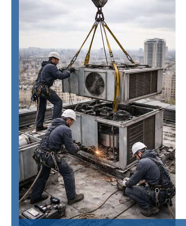 Демонтаж крышной установки в Топках любой сложности