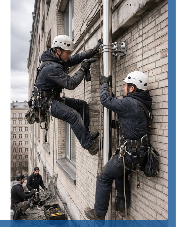 Монтаж флагштока на здании в Топках от 6586 р. | ВЫСОТНИК-Тпк