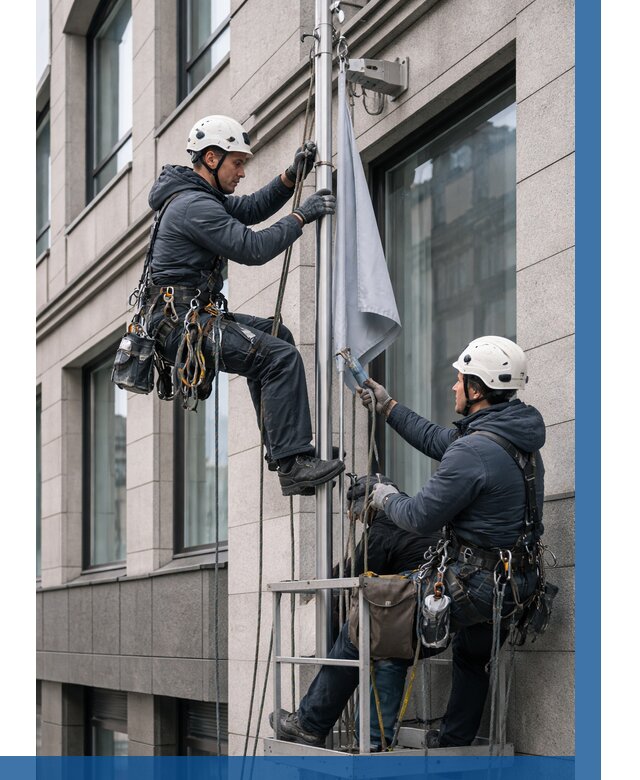 Установка флагов на фасаде в Топках от 4560 р. | ВЫСОТНИК-Тпк