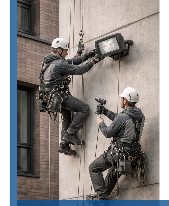 Профессиональный монтаж фасадных прожекторов в Топках под ключ