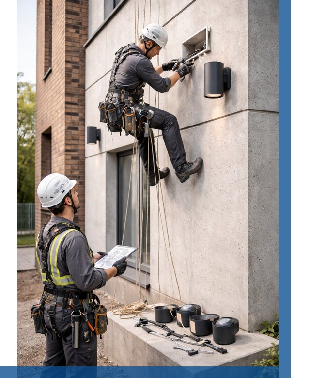 Монтаж фасадного освещения в Топках от 2533 р. | ВЫСОТНИК-Тпк