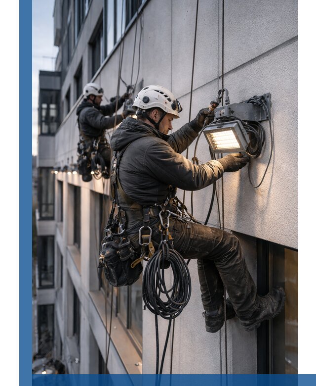 Монтаж фасадного освещения в Топках установка и подключение