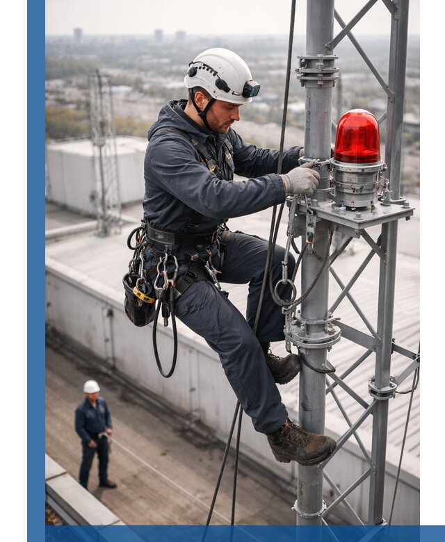 Монтаж заградительных огней и обслуживание объектов в Топках